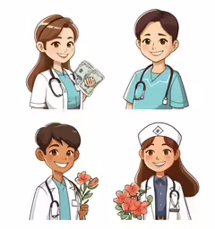 four medical people with different jobs