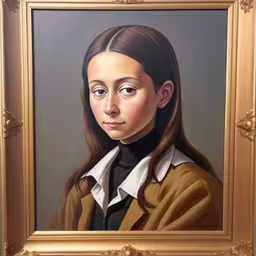 a portrait of a girl in front of a wall
