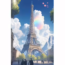 the eiffel tower is against a clear blue sky