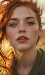 a beautiful redhead woman with red hair and freckled hair