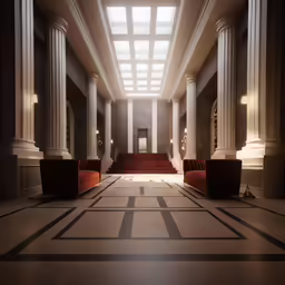 the room is very large and has columns on either side