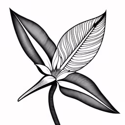 the leaf on the front is black and white,a drawing of a leaf with leaves on it