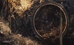 a machine is full of wheat and plants