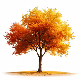an orange tree on top of a field