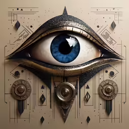 an art work with the eye and geometric designs