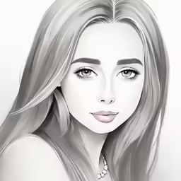 the head and shoulders of a woman in pencil