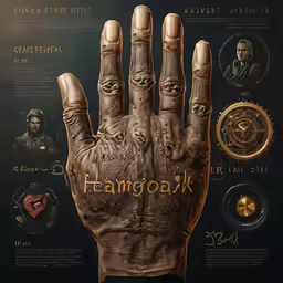 a picture of a hand with the words teamogak on it