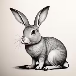 a drawing of a rabbit looking away from the camera