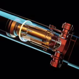 a telescope is seen in close up from above