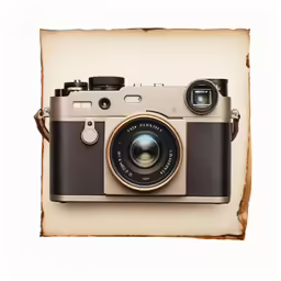 an old - fashioned camera is shown in a torn piece of paper