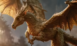 the creature has two wings on each end and two feet on one end