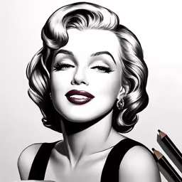 a drawing of a lady with some pencils