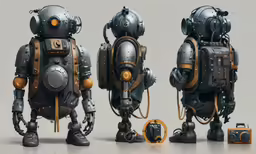three robot like robots are in a line