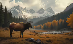 the bull is standing on the grass in the field