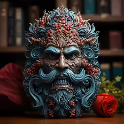 a statue in the shape of an old man with a beard and mustache