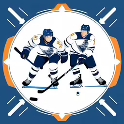 two players are skating on an ice rink