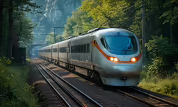 a large long train on a steel track