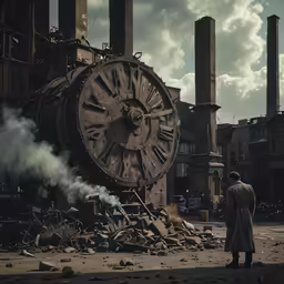 a person standing next to a large piece of machinery