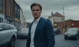 a man stands in the middle of a street