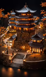 chinese architecture on display at night time