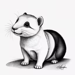 a pencil drawing of a ferret