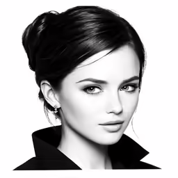 the girl with ear rings in her hair is posing for a black and white photo