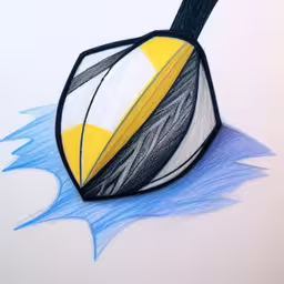 a drawing of a paddle on a white surface