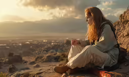 a person that is sitting on a hill