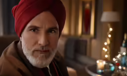 a man with a turban sitting in a chair looking at the camera