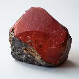 a rock has some red rocks growing from it