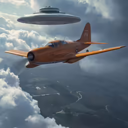 the two planes are flying very high over the clouds