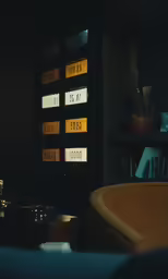 a shelf with several clocks displayed in front of them