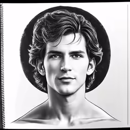 a drawing of a man with long hair