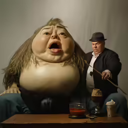 an adult is showing a giant puppet on stage