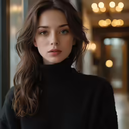 a woman with long hair looking into the distance