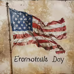 an american flag on the side of a pole with words