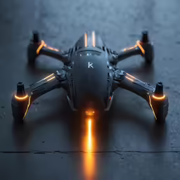 the flying device with light coming from it