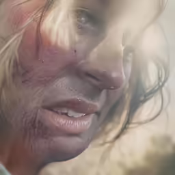a woman with some red stuff on her face