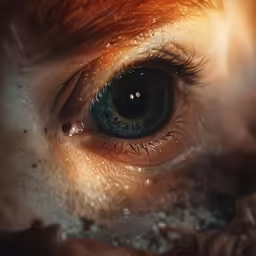 the eye of a young girl with long hair