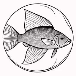 fish in a round frame coloring page