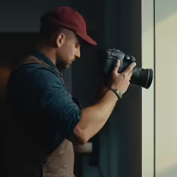 a man taking pictures with his camera on a trip