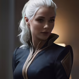 a close up of a person wearing a black top