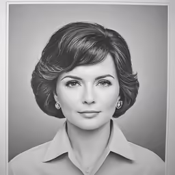 a black and white photo of a woman wearing a shirt