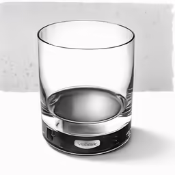 a glass of water with a base and an object in the middle