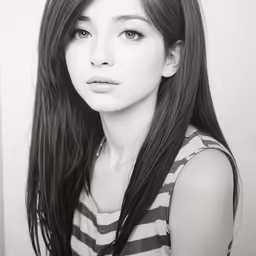 a woman with long hair posing for the camera