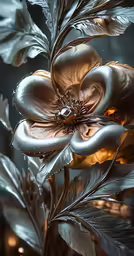 a group of flowers on a plant in the dark