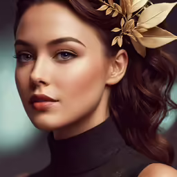 a beautiful lady with a leaf on her head