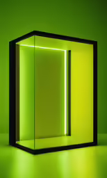 a green lit room with some thin light