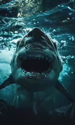 an underwater shot with a huge shark
