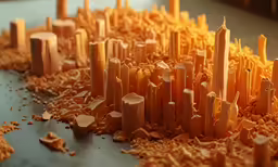 a picture of a messy table with orange objects